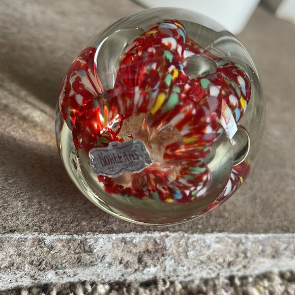 Vintage Egg Glass Paperweight NORLEANS Japan Blow Glass Art Retro Red Gift - Picture 6 of 8